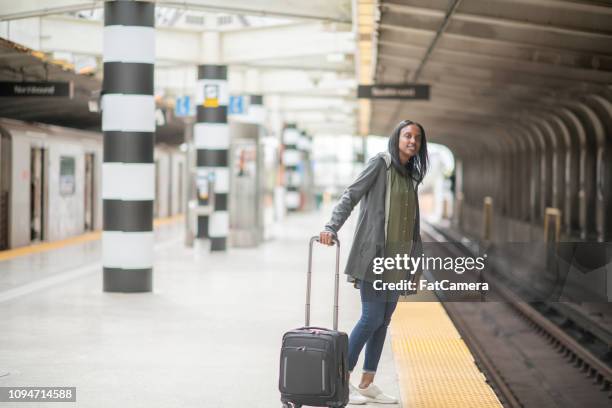 waiting for the train - toronto subway stock pictures, royalty-free photos & images