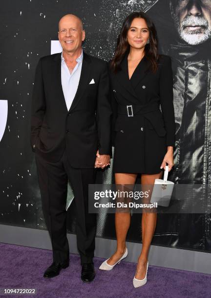Bruce Willis and Emma Heming attend the "Glass" NY Premiere at SVA Theater on January 15, 2019 in New York City.