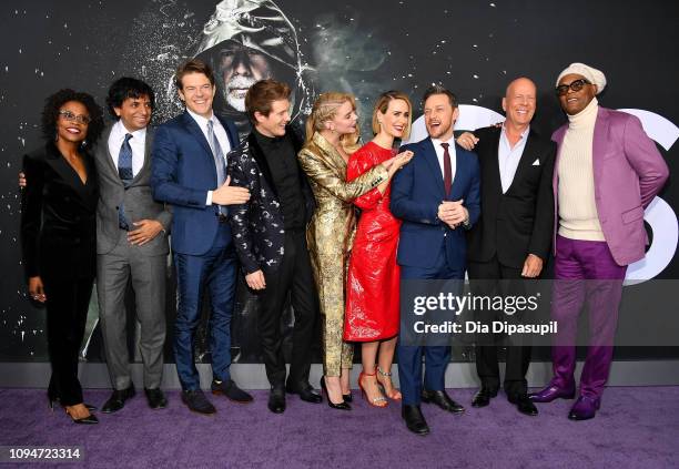 Charlayne Woodard, Spencer Treat Clark, James McAvoy, Anya Taylor-Joy, Sarah Paulson, M. Night Shyamalan, Bruce Willis and Samuel L. Jackson attends...