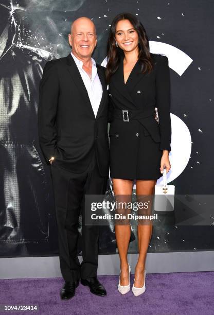 Bruce Willis and Emma Heming attend the "Glass" NY Premiere at SVA Theater on January 15, 2019 in New York City.