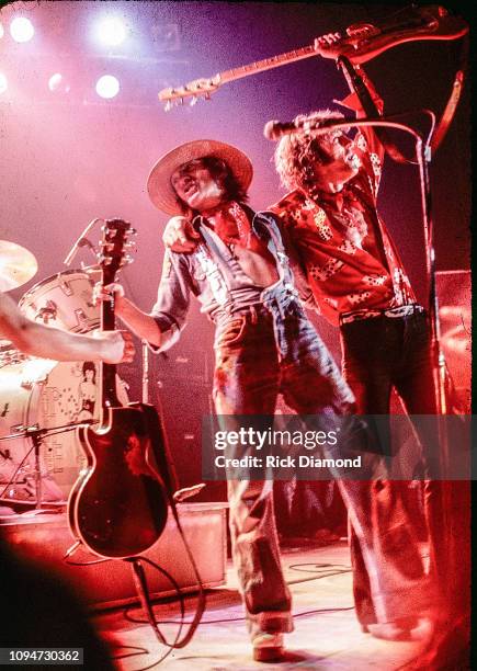 Greg Ridley and Steve Marriott of Humble Pie perform at The Miami Baseball Stadium in Miami Florida February 2,1974