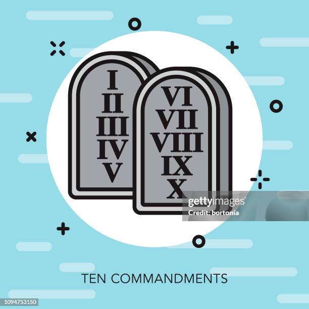 ten commandments christian thin line icon - roman numeral ten stock illustrations