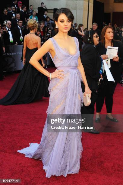 Actress Mila Kunis arrives at the 83rd Annual Academy Awards held at the Kodak Theatre on February 27, 2011 in Hollywood, California.