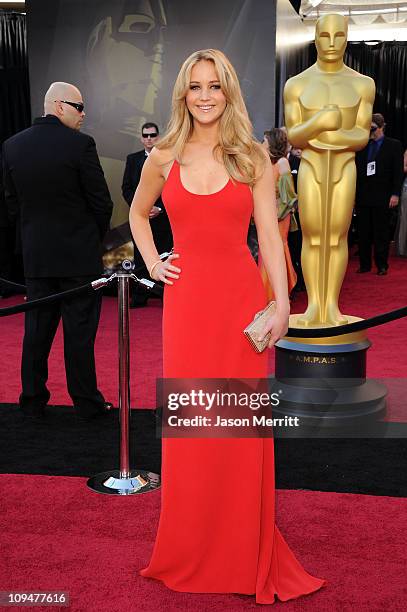 Actress Jennifer Lawrence arrives at the 83rd Annual Academy Awards held at the Kodak Theatre on February 27, 2011 in Hollywood, California.