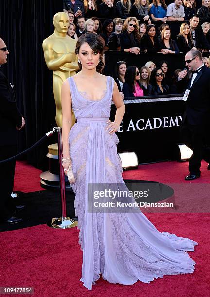 Actress Mila Kunis arrives at the 83rd Annual Academy Awards held at the Kodak Theatre on February 27, 2011 in Hollywood, California.