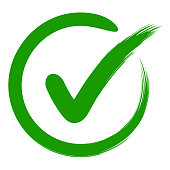 approval symbol check mark in a circle, drawn by hand, vector green sign OK approval or development checklist. personal choice mark