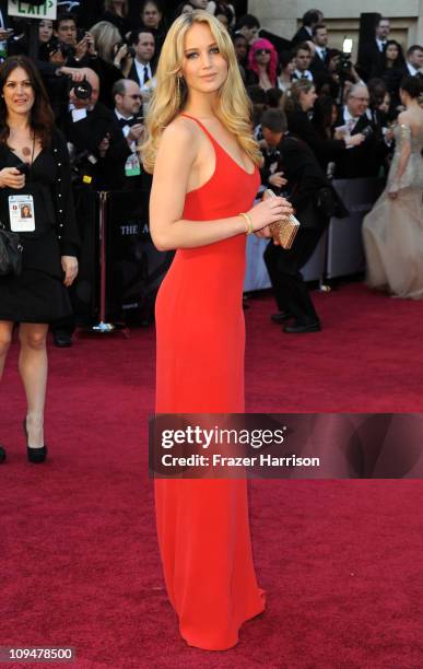 Actress Jennifer Lawrence arrives at the 83rd Annual Academy Awards held at the Kodak Theatre on February 27, 2011 in Hollywood, California.