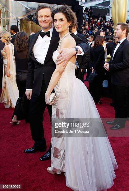 Actor Colin Firth and wife Livia Giuggioli arrive at the 83rd Annual Academy Awards held at the Kodak Theatre on February 27, 2011 in Hollywood,...