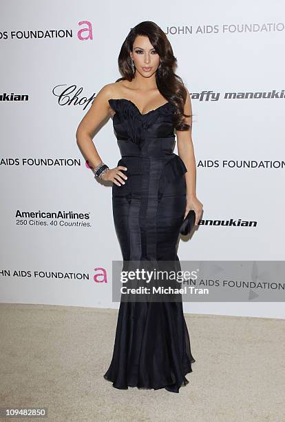 Kim Kardashian arrives at the 19th Annual Elton John AIDS Foundation Academy Awards viewing party held at Pacific Design Center on February 27, 2011...
