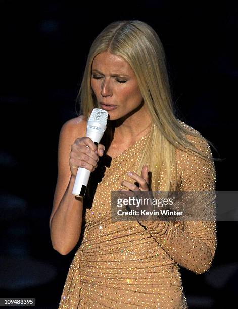 Actress Gwyneth Paltrow performs 'Coming Home' from the motion picture 'Country Strong' a nominee for Best Achievement in Music Written for Motion...