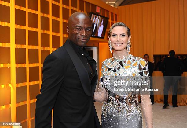Singer Seal and TV personality Heidi Klum attend the 19th Annual Elton John AIDS Foundation Academy Awards Viewing Party at the Pacific Design Center...