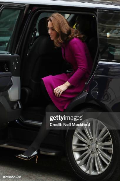 Catherine, Duchess of Cambridge visits The Royal Opera House on January 16, 2019 in London, England to learn more about their use of textiles,...