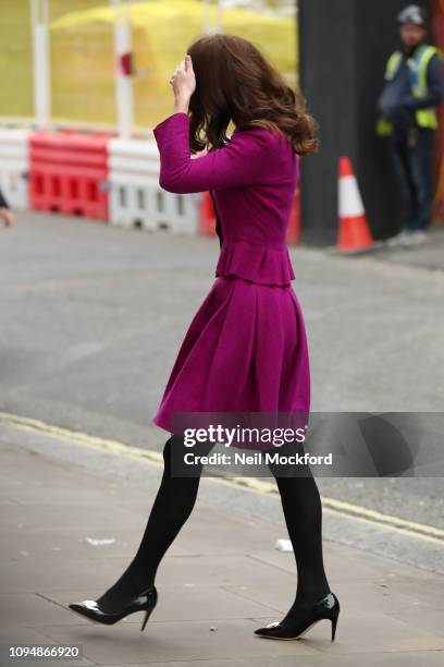 Catherine, Duchess of Cambridge visits The Royal Opera House on January 16, 2019 in London, England to learn more about their use of textiles,...