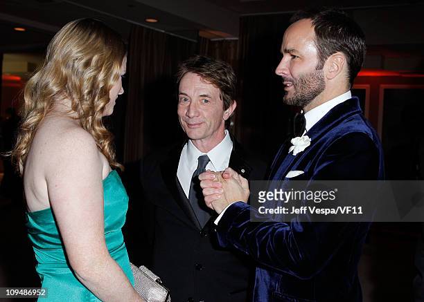 Katherine Elizabeth Short, Martin Short and designer Tom Ford attend the 2011 Vanity Fair Oscar Party Hosted by Graydon Carter at the Sunset Tower...