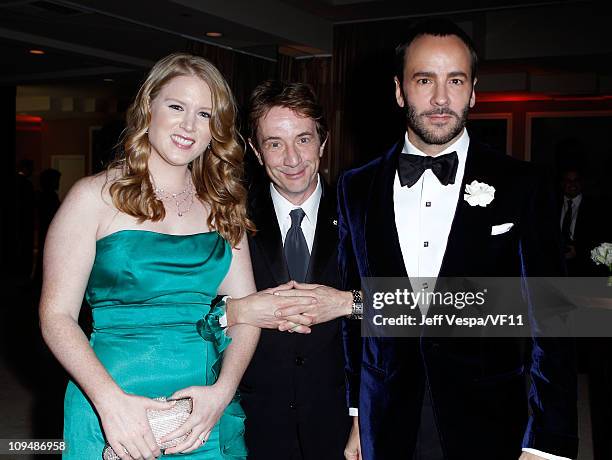 Katherine Elizabeth Short, Martin Short and designer Tom Ford attend the 2011 Vanity Fair Oscar Party Hosted by Graydon Carter at the Sunset Tower...