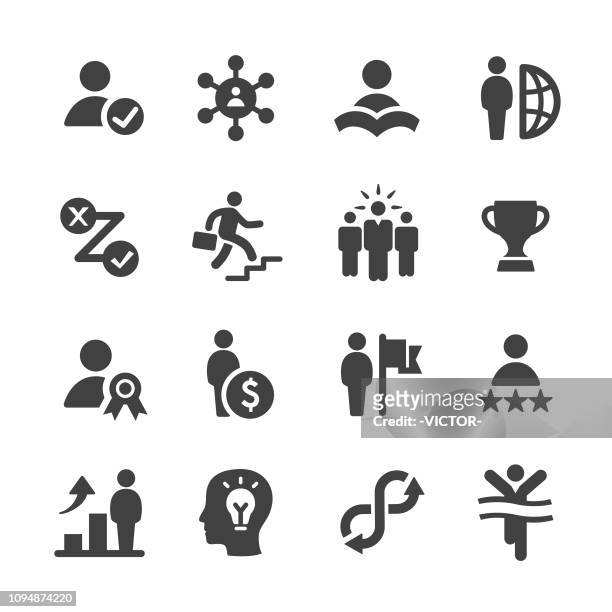 personal growth icons set - acme series - anticipation icon stock illustrations