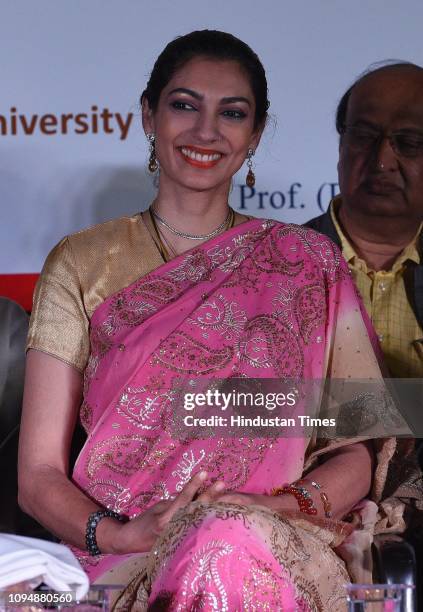 Yukta Mookhey, winner of the Miss World 1999 pageant, during International Food Festival at the International Center in Savitribai Phule Pune...