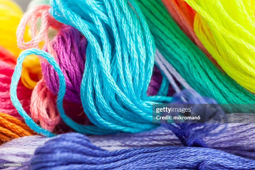 Close up of colorful Embroidery Floss