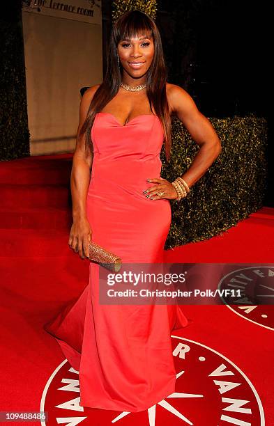 Tennis player Serena Williams attends the 2011 Vanity Fair Oscar Party Hosted by Graydon Carter at the Sunset Tower Hotel on February 27, 2011 in...