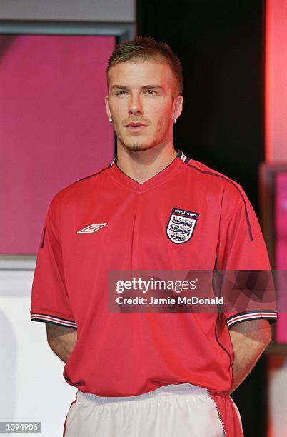 Manchester United and England star David Beckham at the launch of the new Umbro England Away Kit held at the Sherton Skyline Hotel, in London. \...