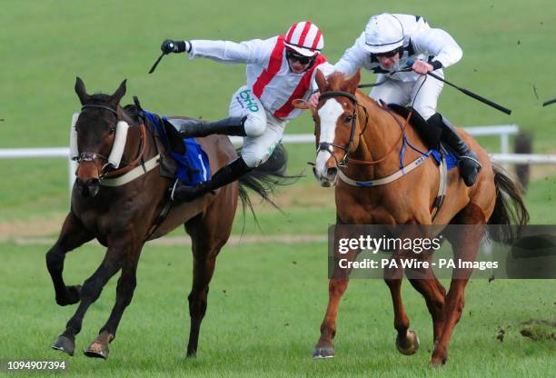 All The Chimneys and jockey David Mullins go on to win the Join Us Here Again February 21st Handicap Chase as Paul Townend falls from D'bru Na Boinne...