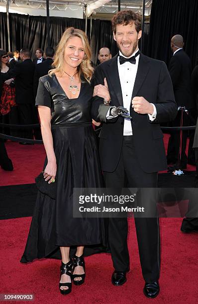 Jessica Trusty and writer Aron Ralston arrives at the 83rd Annual Academy Awards held at the Kodak Theatre on February 27, 2011 in Hollywood,...