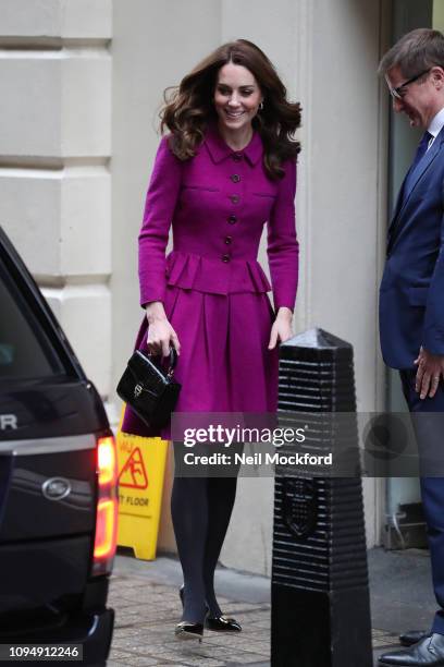 Catherine, Duchess of Cambridge visits The Royal Opera House on January 16, 2019 in London, England to learn more about their use of textiles,...