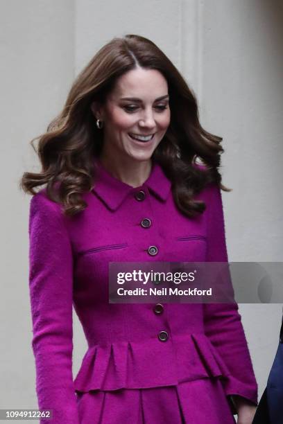 Catherine, Duchess of Cambridge visits The Royal Opera House on January 16, 2019 in London, England to learn more about their use of textiles,...