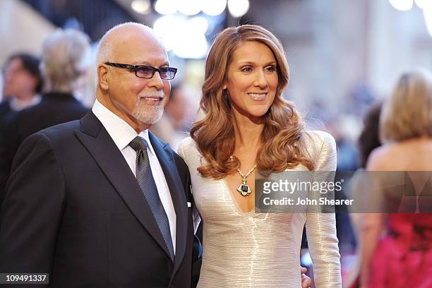 Singers Rene Angelil and Celine Dion arrive at the 83rd Annual Academy Awards held at the Kodak Theatre on February 27, 2011 in Hollywood, California.