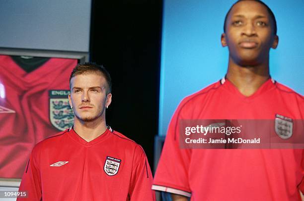 Manchester United and England star David Beckham at the launch of the new Umbro England Away Kit held at the Sherton Skyline Hotel, in London. \...