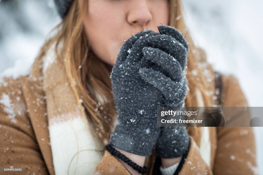 Koude dag in de sneeuw