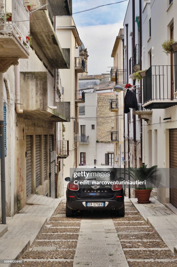 Car parked just in the middle of the street