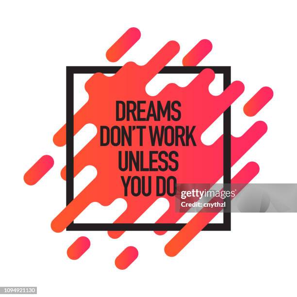 stockillustraties, clipart, cartoons en iconen met dromen werken niet tenzij je doet. inspirerende creatieve motivatie poster offertesjabloon. typografie - illustratie vector - mogelijk