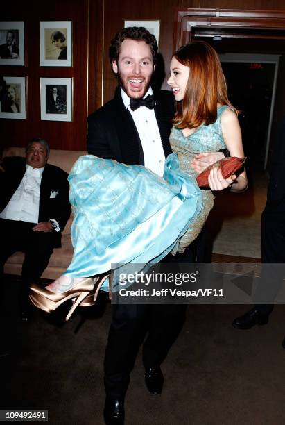 Napster founder and Facebook's founding president Sean Parker and guest attend the 2011 Vanity Fair Oscar Party Hosted by Graydon Carter at the...