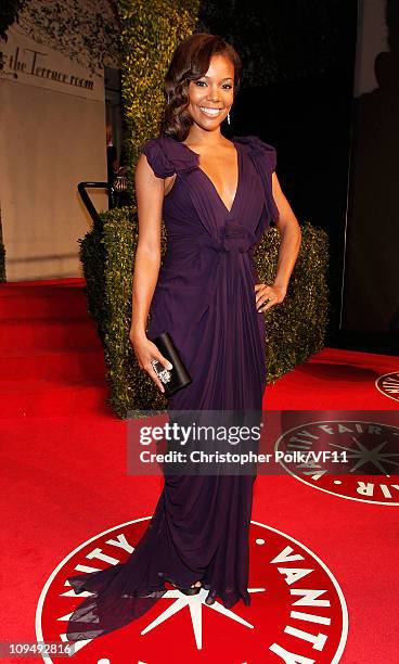 Actress Gabrielle Union attends the 2011 Vanity Fair Oscar Party Hosted by Graydon Carter at the Sunset Tower Hotel on February 27, 2011 in West...