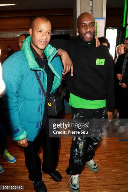 Designer Heron Preston and Designer Virgil Abloh pose Backstage after the Off-White Menswear Fall/Winter 2019-2020 show as part of Paris Fashion Week...