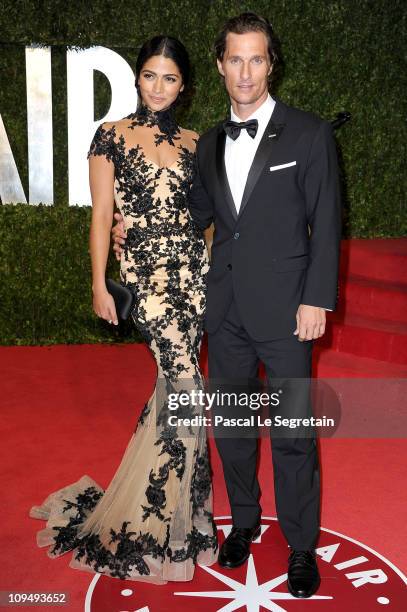 Model Camila Alves and actor Matthew McConaughey arrive at the Vanity Fair Oscar party hosted by Graydon Carter held at Sunset Tower on February 27,...
