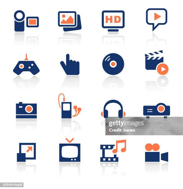 ilustrações de stock, clip art, desenhos animados e ícones de media two color icons set - formato de alta definição