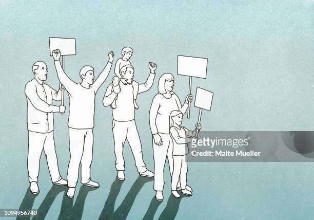 protesters with signs - democracy stock illustrations