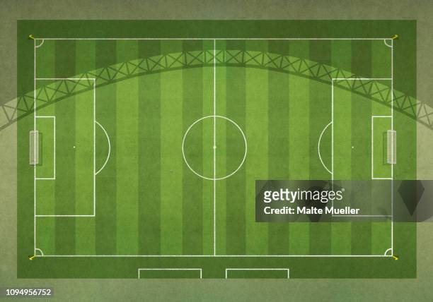 ilustraciones, imágenes clip art, dibujos animados e iconos de stock de view from above soccer field - campo de fútbol