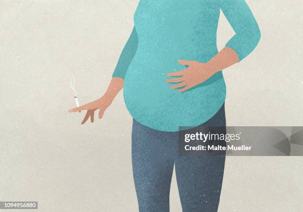 pregnant woman smoking cigarette - 妊娠 幅插畫檔、美工圖案、卡通及圖標
