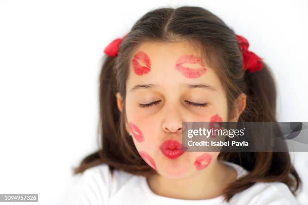 lipstick kisses - red lipstick kiss stock pictures, royalty-free photos & images