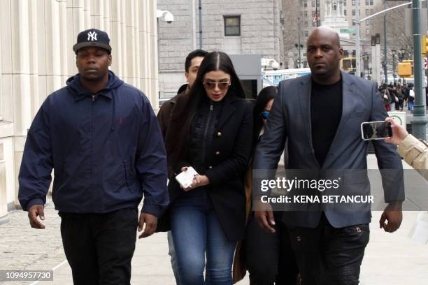 Emma Coronel Aispuro , wife of Joaquin 'El Chapo' Guzman arrives at the US Federal Courthouse on February 7 in Brooklyn, New York. - A New York jury...