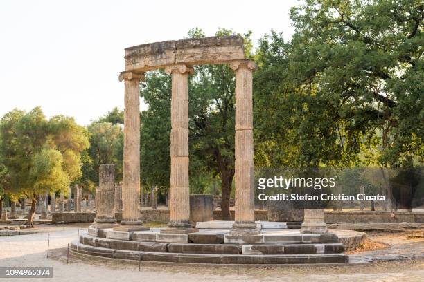 the philippeion in the altis of olympia - olympia greece stock pictures, royalty-free photos & images