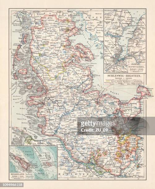 illustrations, cliparts, dessins animés et icônes de carte topographique du schleswig-holstein, empire allemand, lithographie, publié en 1897 - foehr island