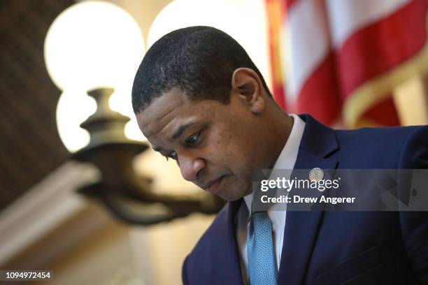 Virginia Lt. Governor Justin Fairfax presides over the Senate at the Virginia State Capitol, February 7, 2019 in Richmond, Virginia. Virginia state...