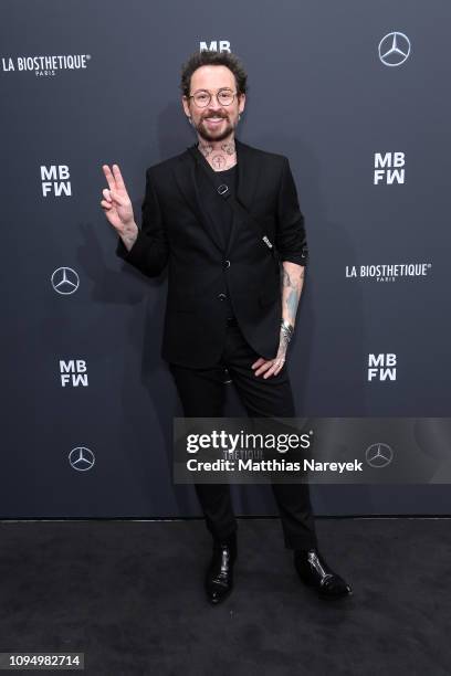 Marcel Ostertag attends the Lena Hoschek show during the Berlin Fashion Week Autumn/Winter 2019 at ewerk on January 16, 2019 in Berlin, Germany.