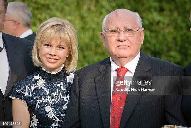 Irina Virganskaya and Mikhail Gorbachev attend the annual Raisa Gorbachev Foundation Party at Stud House, Hampton Court on June 5, 2010 in London,...