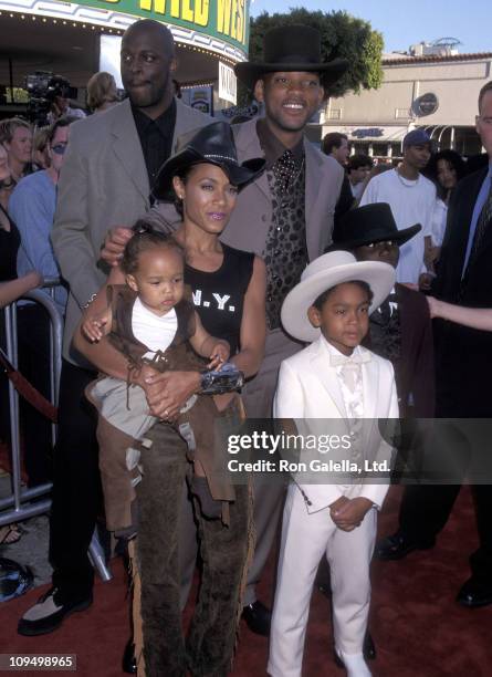 Actor Will Smith, actress Jada Pinkett Smith, son Jaden Smith, Will's son Trey Smith and Will's nephew attend the "Wild Wild West" Westwood Premiere...