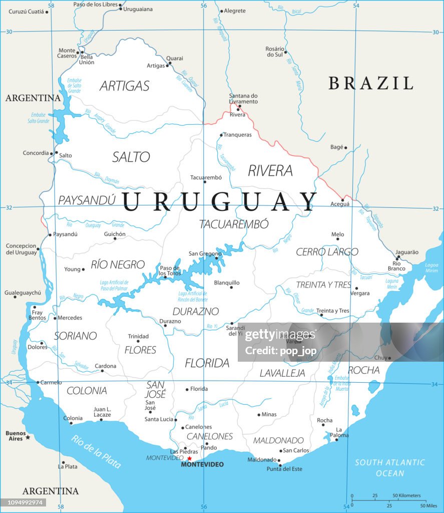 Map of Uruguay - Vector